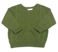 Khaki svetr s 3D vzorem 