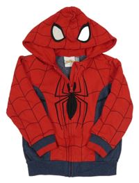 Červeno-tmavomodrá propínací mikina s pavoukem a kapucí - Spiderman Marvel