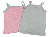 2x košilka - neonově růžová s ananasy + šedá 