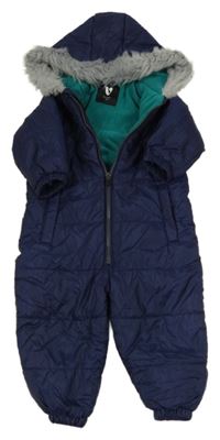 Tmavomodrá šusťáková zimní kombinéza s kapucí V by Very