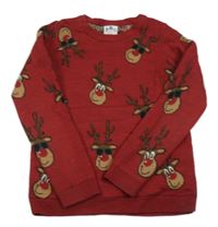 Tmavočervený melírovaný svetr se soby George