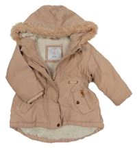 Světlerůžová šusťáková zimní parka s kapucí Primark