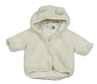 Bílá chlupatá podšitá bunda s kapucí Lindex