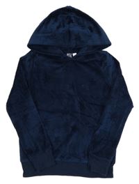 Tmavomodrá sametová mikina s hvězdami a kapucí 