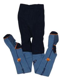 Tmavomoro-modré punčocháče s planetou 