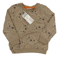 Nové - Hnědá mikina s medvědy Pep&Co