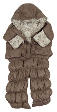 Hnědá šusťáková zimní kombinéza s kapucí Vertbaudet