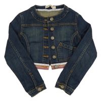 Tmavomodrá riflová crop bunda 