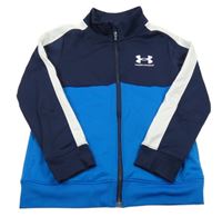 Tmavomodro-bílo-modrá sportovní propínací mikina Under Armour