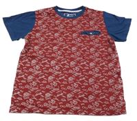 Mahagonovo-tmavomodré tričko s obrázky Matalan