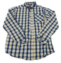 Tmavomodro-bílo-medová kostkovaná košile S. Oliver