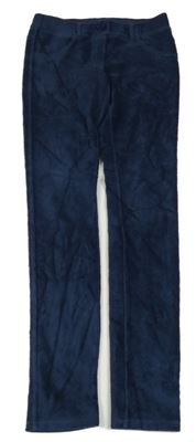 Tmavomodré žebrované sametové tregíny Benetton