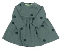 Khaki žebrované šaty s puntíky Hema