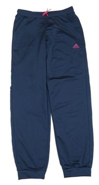 Tmavomodré sportovní tepláky s logem Adidas
