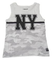 Bílo-šedé army tílko s nápisem C&A