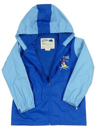 Světlemodro-modrá nepromokavá jarní bunda s majákem a kapucí 