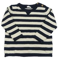 Tmavomodro-bílý pruhovaný svetr H&M