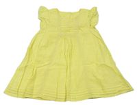 Žluté puntíkaté plátěné šaty s krajkou Mothercare