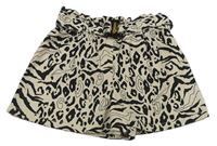 Smetanovo-černé vzorované riflové kraťasy s páskem River Island
