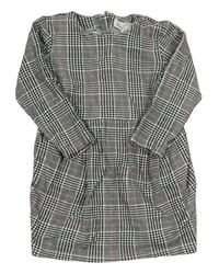 Černo-bílo-růžové kostkované šaty H&M
