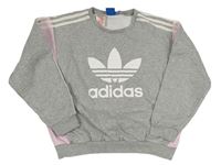 Šedo-růžová crop mikina s logem Adidas