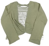 Khaki-bílé bolerko s nápisem Miss Fits