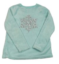 Mátová chlupatá mikina s vločkou z flitrů Primark