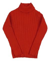 Červený žebrovaný svetr s rolákem Nutmeg