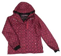 Vínovo-růžová vzorovaná šusťáková zimní bunda s kapucí C&A