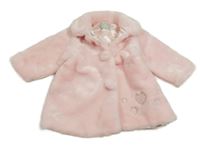 Světlerůžový kožešinový podšitý kabátek s límečkem Jingles