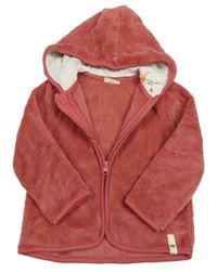 Růžová chlupatá propínací mikina s kapucí Kuniboo