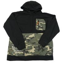 Černo-army mikina s kapucí Primark