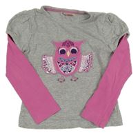 Šedo-růžové triko se sovou John Lewis