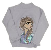 Levandulový chlupatý svetr s Elsou a flitry C&A