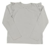 Bílé triko s volánky a perličkami 