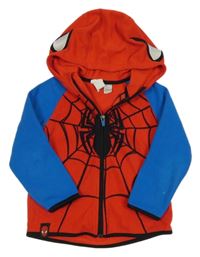 Červeno-modrá fleecová propínací mikina s kapucí - Spiderman Disney 