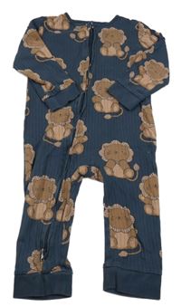 Modrošedý žebrovaný overal se lvy Next