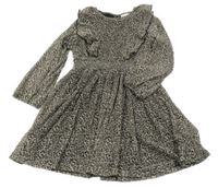 Béžovo-černé vzorované síťované šaty s volánky Name it