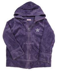 Fialová sametová propínací mikina s hvězdou a kapucí Cherokee