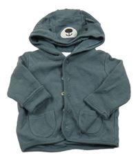 Šedá žebrovaná propínací mikina s medvídkem a kapucí C&A