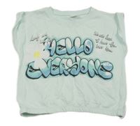 Světlezelené crop tričko s nápisem s květem Zara