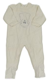 Bílý sametový overal s medvídkem Chicco