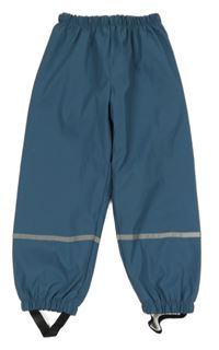 Modré nepromokavé kalhoty s reflexními pruhy 