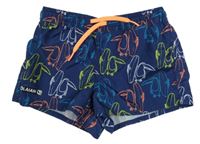 Tmavomodré plážové kraťasy s tukany Olaian