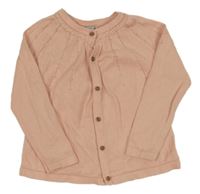 Broskvový propínací svetr s dirkami Tu