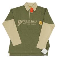 Nové - Khaki-béžové polo triko s nápisem Power