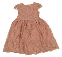 Starorůžové organzové šaty s květy Primark