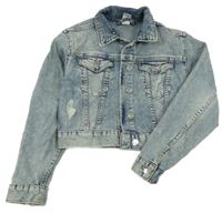Světlemodrá riflová crop bunda s prošoupáním H&M
