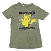 Khaki tričko s Pikachu 