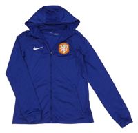 Kobaltově modrá propínací funkční fotbalová mikina KNVB s kapucí Nike